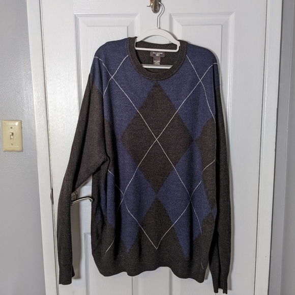 Like-New Academia Blue and‎ Grey Argyle Pullover Sweater from Dockers Size 2XLT - Picture 1 of 4